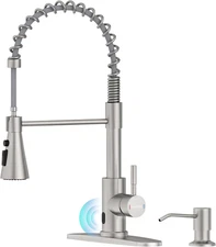 Touchless Kitchen Sink Faucet with Pull down Sprayer and Soap Dispenser, Stainle