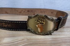 Vintage Raintree Deer Leather Mens Belt size 42 Made In USA Gilbert Real Cowhide