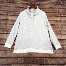 T by Talbots Long Sleeve Cowl Neck Sweatshirt Heather Gray Geometric Size M