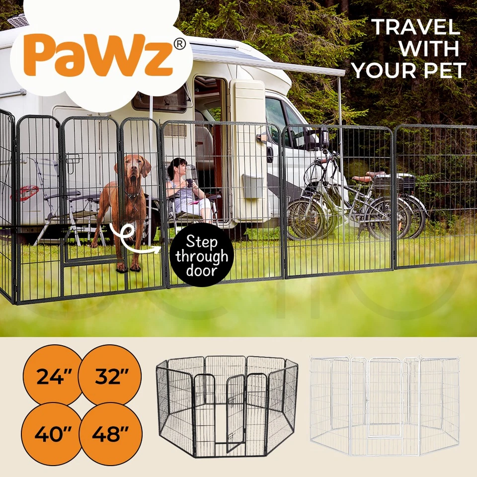 Pawz Pet Dog Playpen Puppy Exercise Cage Enclosure Fence Metal Outdoor 8 Panel