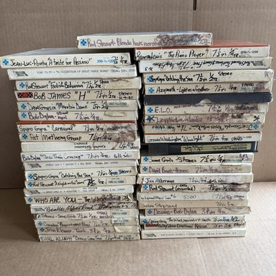 Large Vintage Lot Of 44 Reel To Reel Audio Tapes With Good Titles UNTESTED AS IS