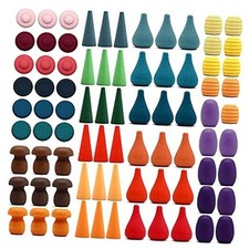 Large Set Full Rainbow Color Style Wooden Loose Parts Sensory Play Toys, 81-Pcs