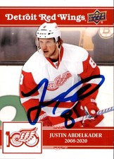 Justin Abdelkader Signed 2025/26 Upper Deck Detroit Red Wings Centennial Card 47