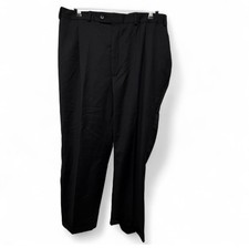 BLACK PLEATED CUFF WOOL DRESS PANTS SLACKS, WAIST 37, INSEAM 30, RISE 12.5