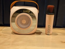 K12 Mini Bluetooth Karaoke Machine with Wireless Mic Pink Portable Untested