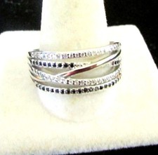 .77 cwt. White  Black Sapphire Size 8.5 Band Ring in 925 Sterling Silver