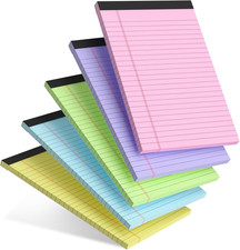 5Pcs Colored Note Pads 5x8 College Ruled Small Legal Pads 5-Pack 30 Sheets