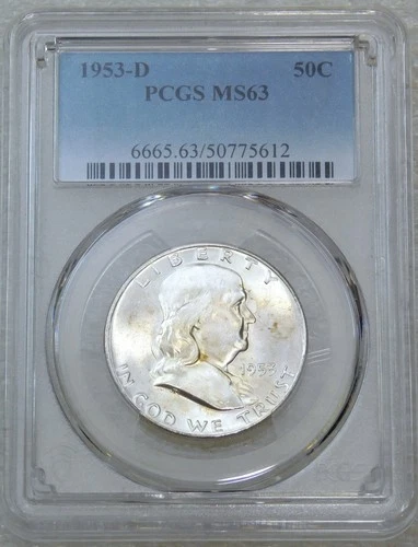 1953 D Franklin Half Dollar PCGS MS63 99% FBL Frosty Luster PQ New Holder #N206E