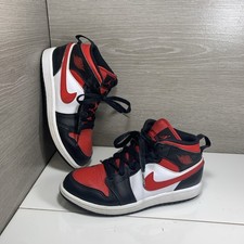 Nike Air Jordan 1 Mid Shoes Youth Size 1.5Y Black White Red Sneaker 640734-079
