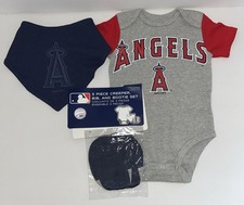 Los Angeles Angels MLB 3-6 Months Baby 3 Piece Creeper Bib  Booties NEW NWT