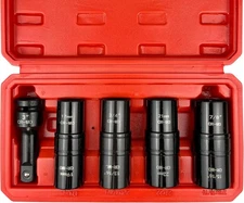 5pcs 1/2" Drive Impact Socket Set Metric & SAE Double Ended Thin Wall