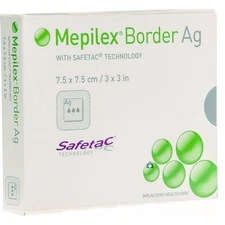 Molnlycke Mepilex Border Ag Dressing 3 x 3" 395290 Lot of 10 Dressings No Box