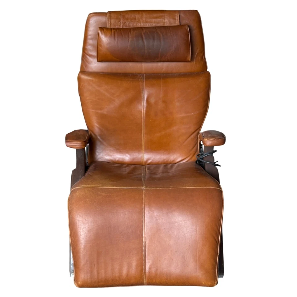 Human Touch - Zero Gravity Leather Reclining Massage Chair w/ Walnut Wood Base - Image 2 of 4