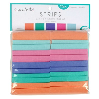Fabric Editions Create It Sortiment 2,5 Zoll x 42 Zoll 20 Stück - jeweils 5 Designs - Pastell