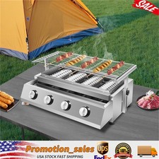 Stainless Steel Commercial Gas BBQ Grill With SS Grilling Mesh 4 Burners