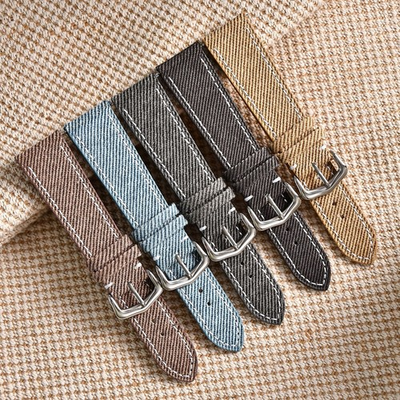 #ad Quality Nylon Canvas Genuine Watch Straps Mens Pin Buckle Wristband 18 20 22mm $18.88