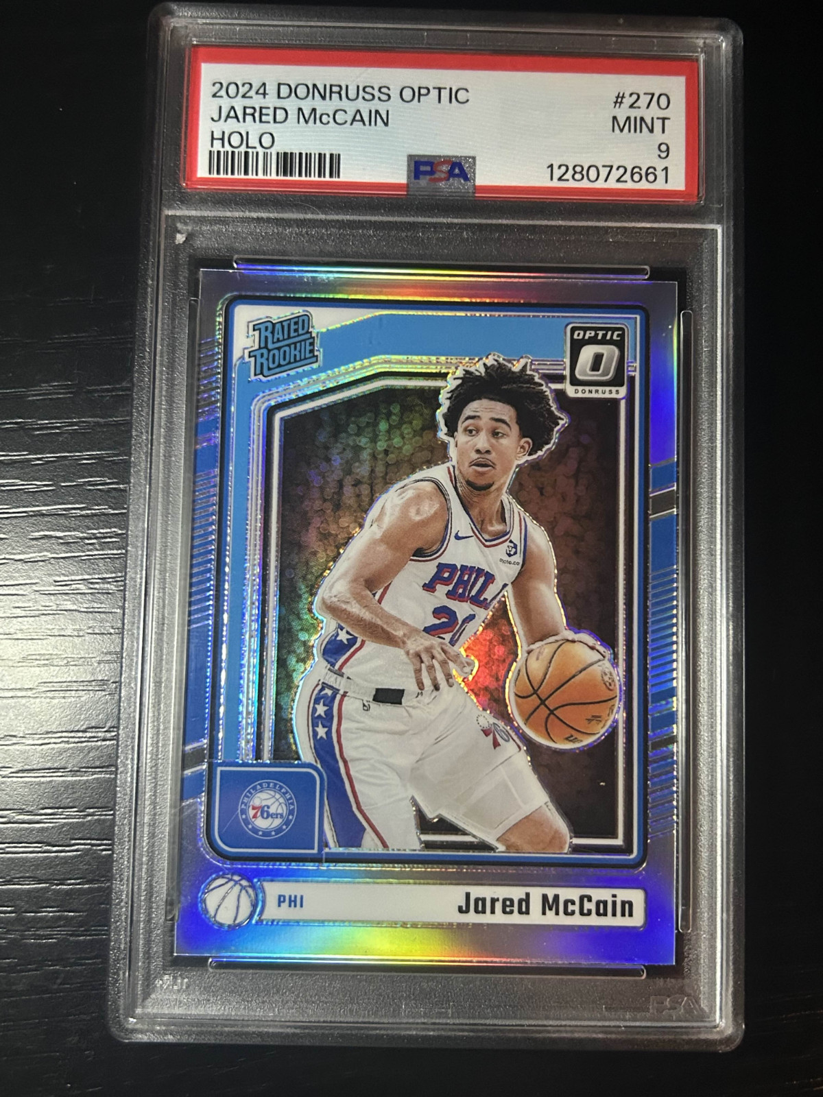 Jared McCain 2024 Donruss Optic #270 Holo Prizm PSA 9 Rookie RC Sixers