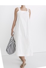 Madewell Linen-Cotton Princess-Seamed Midi Dress White adjustable strap XS XL