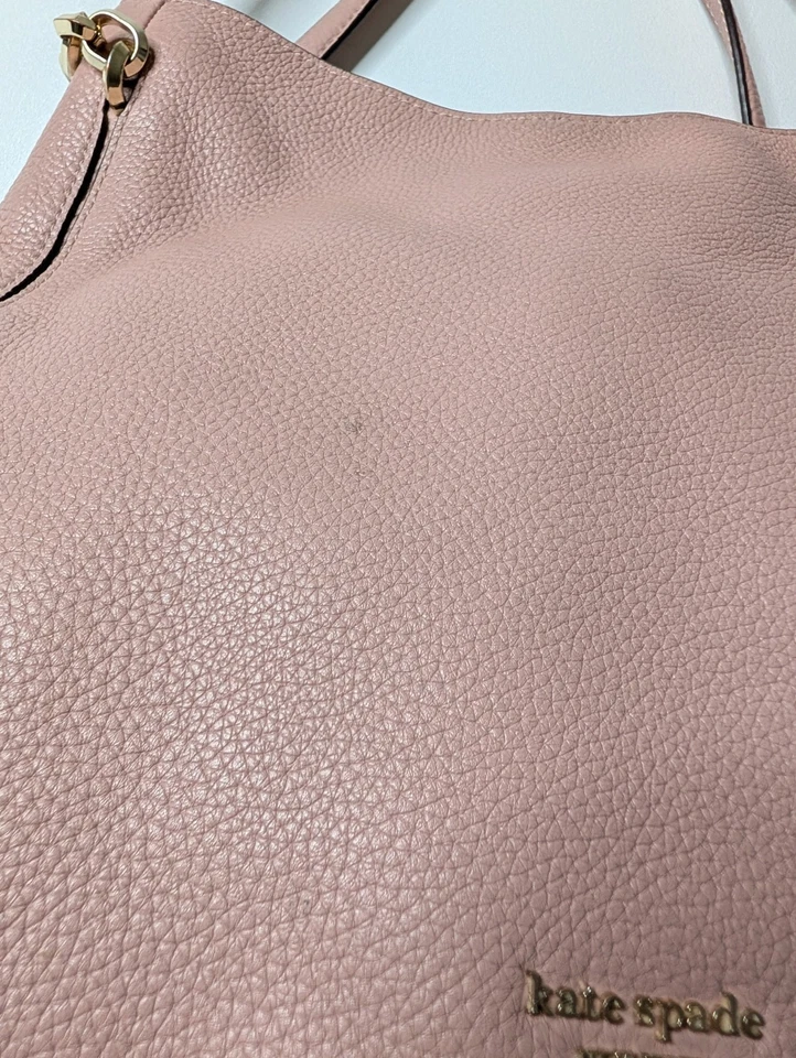Kate Spade New York Hailey Pebbled Leather Shoulder Tote Bag Pink Gold Hardware - Image 3 of 4
