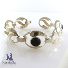 Vintage 800er Silber Armband mit Onyx, Meisterabeit (E4278)
