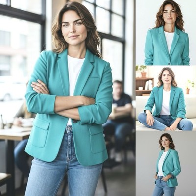 THE LIMITED Jacket Two Buttons Satin Contrast Lining M 3/4 Sleeve w/Three Button