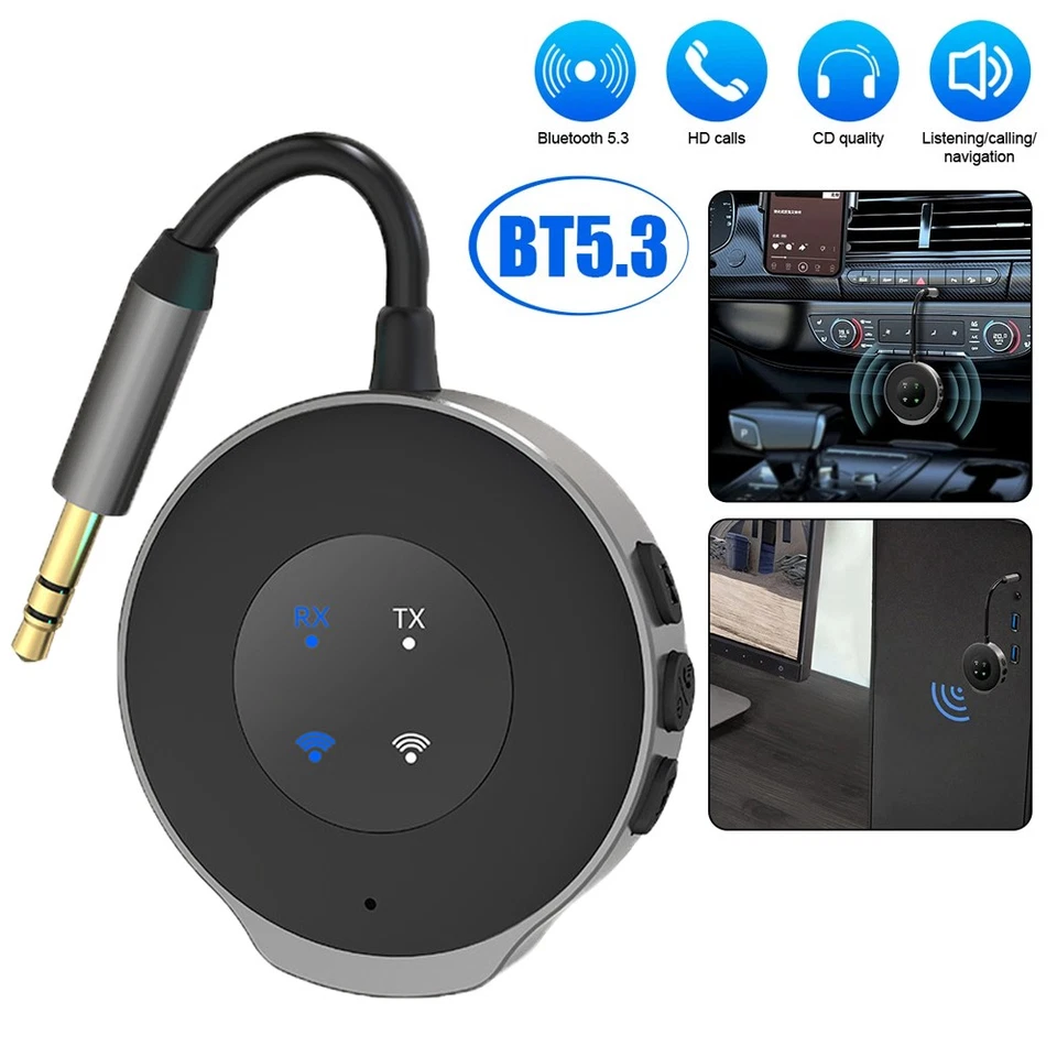 Bluetooth 5.3 Wireless Transmitter Receiver Car FM Aux Audio Adapter 3.5mm Jack - Image 3 of 4