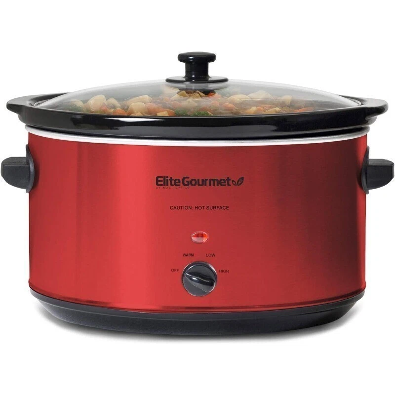 Electric Ceramic XL Jumbo Slow Cooker Adjustable Temp Dishwasher Safe Glass Lid
