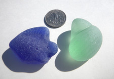 Sea Glass, Cobalt Blue Fish and a Green Shell