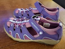 Merrell Youth Girls Size 3M Big Kid Berry Purple Leather Hydro H2O Hiker Sandals
