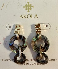 $58 Akola Abalone Statement Earrings - New on Card - Woman’s Uganda Aid