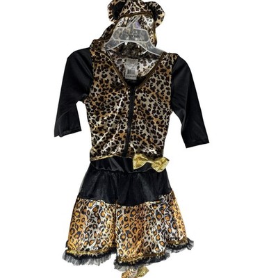 Sassy Pretty Kitt Halloween Costume Girls Size M Black Leopard Kitten Meow