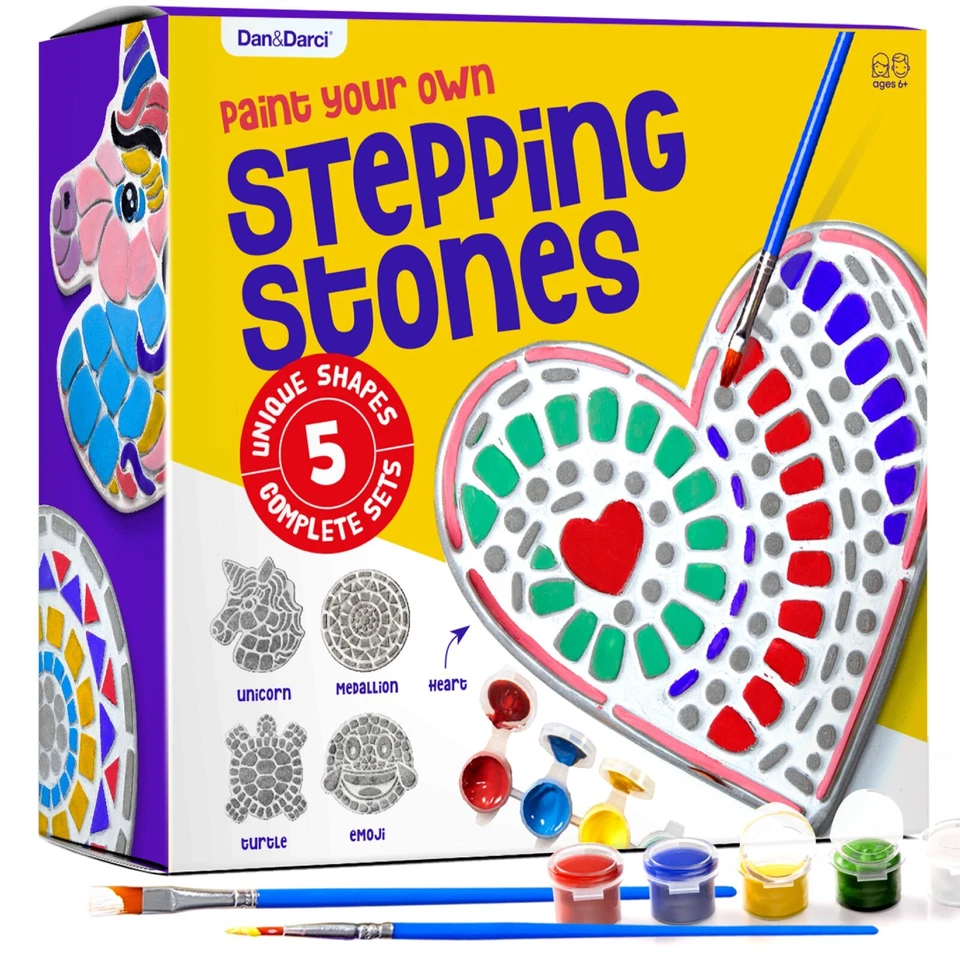 Stepping Stones Painting Kit for Kids - Outdoor Crafts - Paint 5 Garden Stones - Image 2 of 4