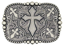Western Scroll Religious Cross Rodeo Belt Buckle New