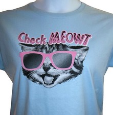 Check MEowT Shirt, Funny Cat Shirt, Sunglasses - Flirty KItty Cat, Sm - 5X