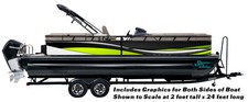 Lime Green Grey Black Waves Graphic Wrap Kit Decal Fishing Boat Vinyl Pontoon US