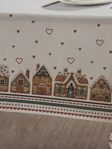 Cupcakes And Cashmere Christmas Gingerbread House Tablecloth 60” x 102” OBLONG