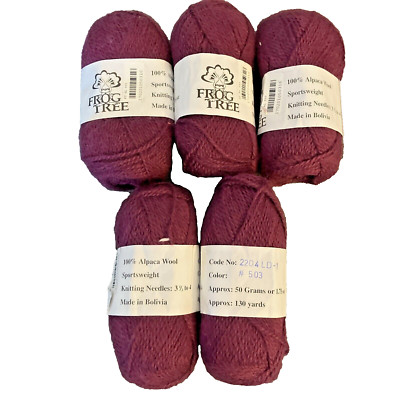 Frog Tree Yarn 100% Alpaca Wool 5 Skeins Sport Weight 1.75 oz #503