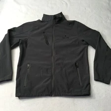 Jacket Mens medium  Black Zip Up Lined Shell Jacket tact Apple corp. security