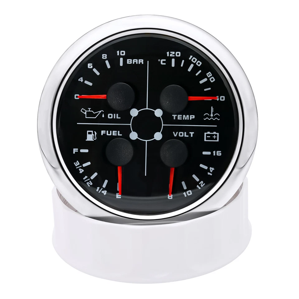 2 Gauges Set GPS Speedometer 0-160MPH&Fuel Gauge Water Temp Volt For Car Boat - Image 4 of 4