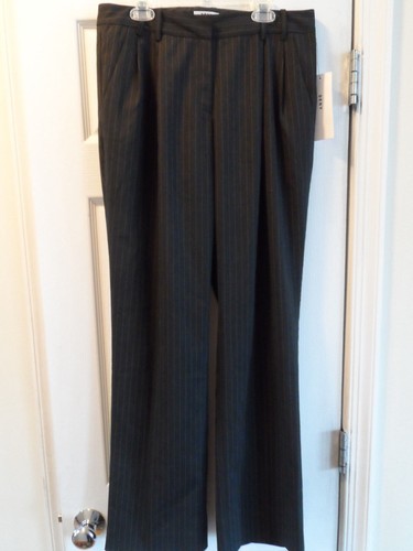Womens DKNY Size 4 Dark Heather Gray Pin Striped Dress Pants - B3640005W - Picture 2 of 12