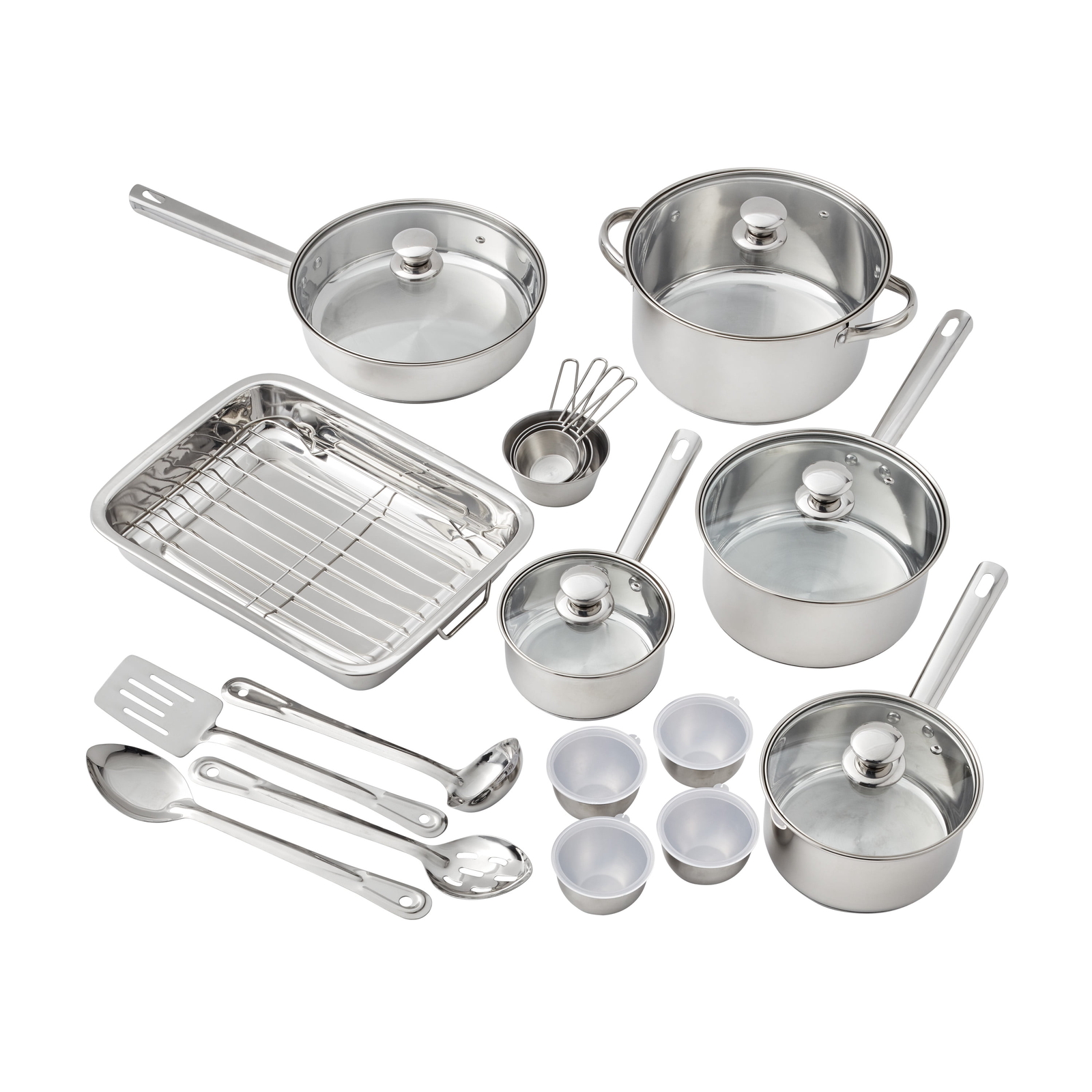 Mainstays 24 Piece Oven Safe Stainless Steel Cookware set