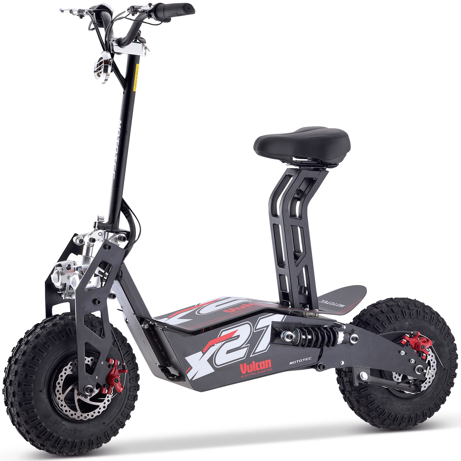 MotoTec Vulcan 48V 1600W Black Electric Scooter High-Perform