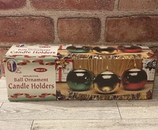 Metallic Ball Candle Holders In The Style Of Vintage Mercury Glass Ornaments 3