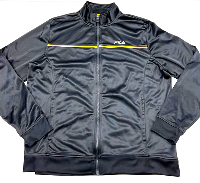 NWT 5X Big and Tall Fila Tricot Track Jacket Black Yellow Trim