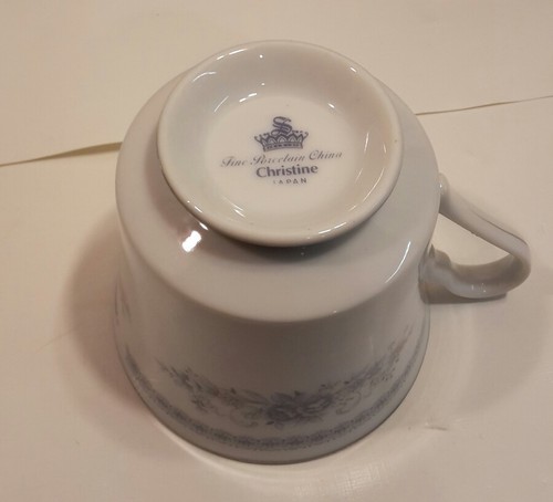 Platillo taza china de porcelana fina Christine 4 juegos 9 piezas flor azul platino Japón - Imagen 7 de 8