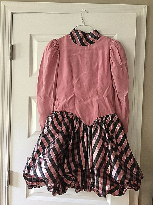  Girls Party Dress /Plaid~Drop Waist/Bow in back~ Pink /Black Sz M 