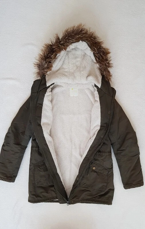 Manteau parka fille vert kaki à capuche, fourré façon sherpa. Gemo 16 ans - Photo 2/4