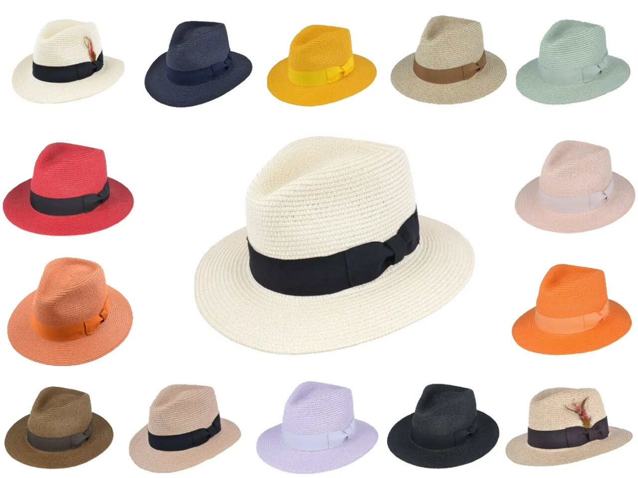 Mens Ladies Crushable Straw Summer Panama Trilby Sun Fedora Hat With Band 55-61
Opens in a new windo