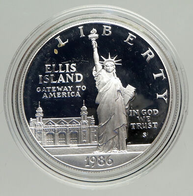 1986S UNITED STATES Ellis Island Statue of Liberty NY Proof Silver