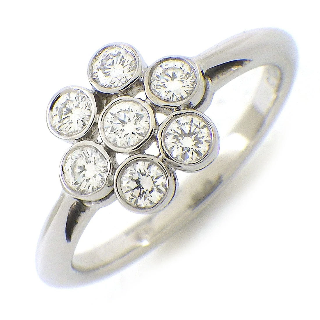 Tiffany Co. Ring Flower Garden Wedding 7 Point Diamond PT950